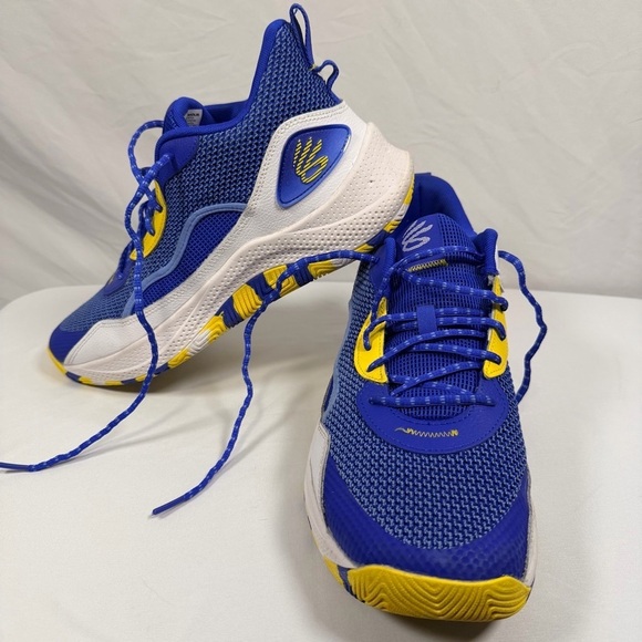 Under Armour Curry Men’s Basketball Athletic Shoe Size 11.5 Blue, Yellow & White main image 5